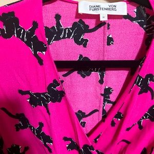 DVF saville crepe mini wrap dress climbing panther pink